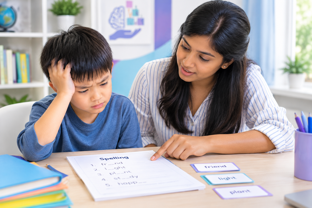 Kids Studying Spelling in Wisdom Kids